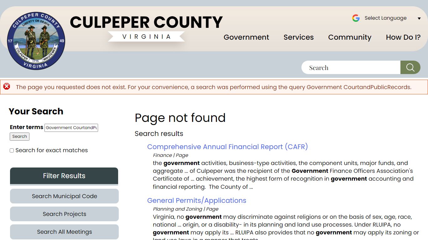 Culpeper County Website > Government > Court and Public Records