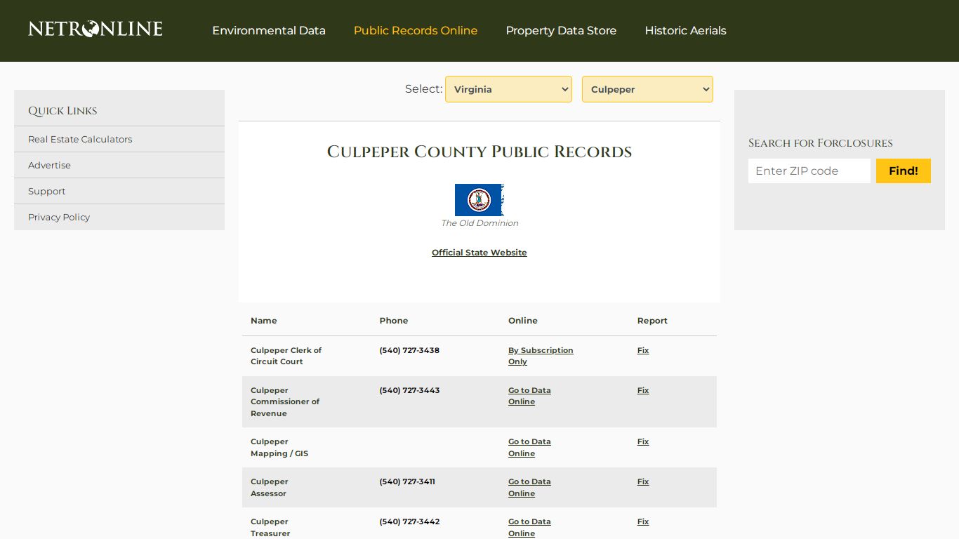 Culpeper County Public Records - NETROnline.com