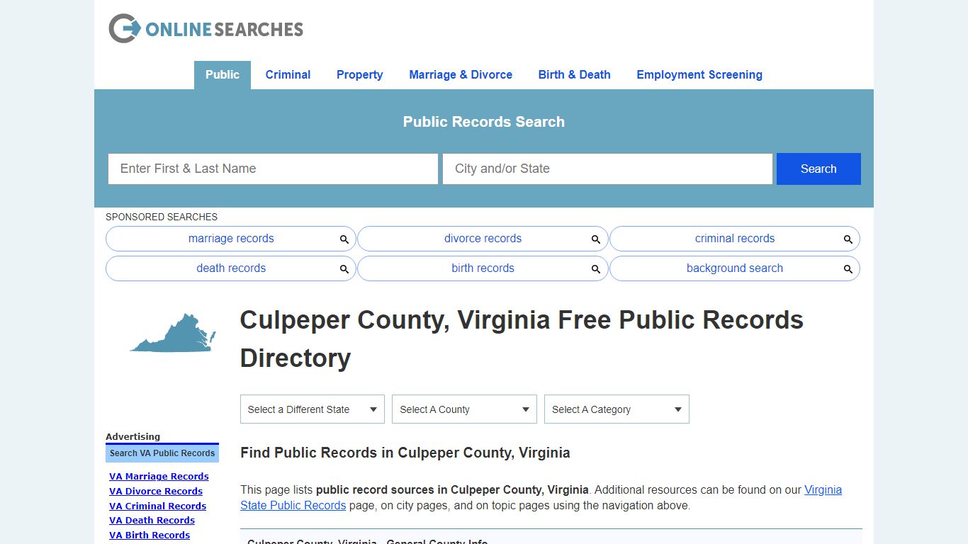 Culpeper County, Virginia Public Records Directory