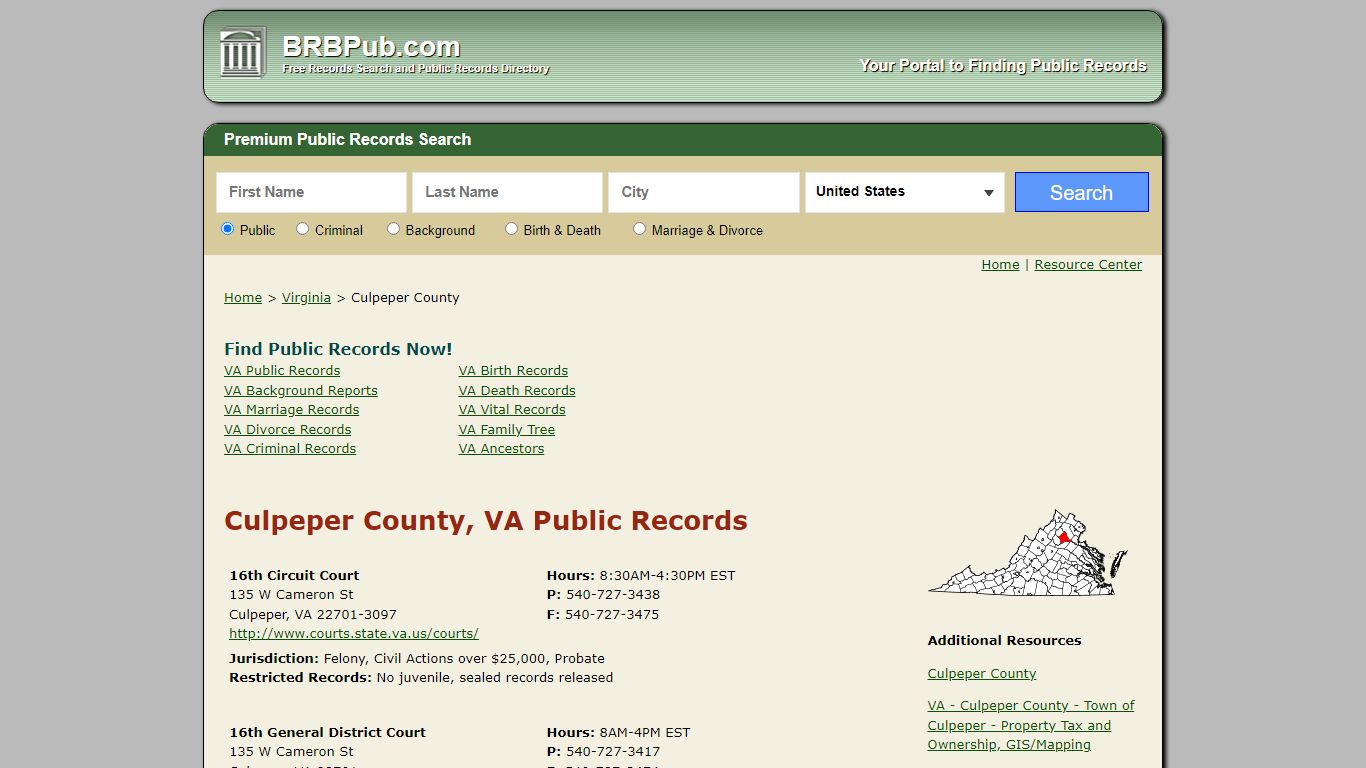 Culpeper County Public Records | Search Virginia Government Databases